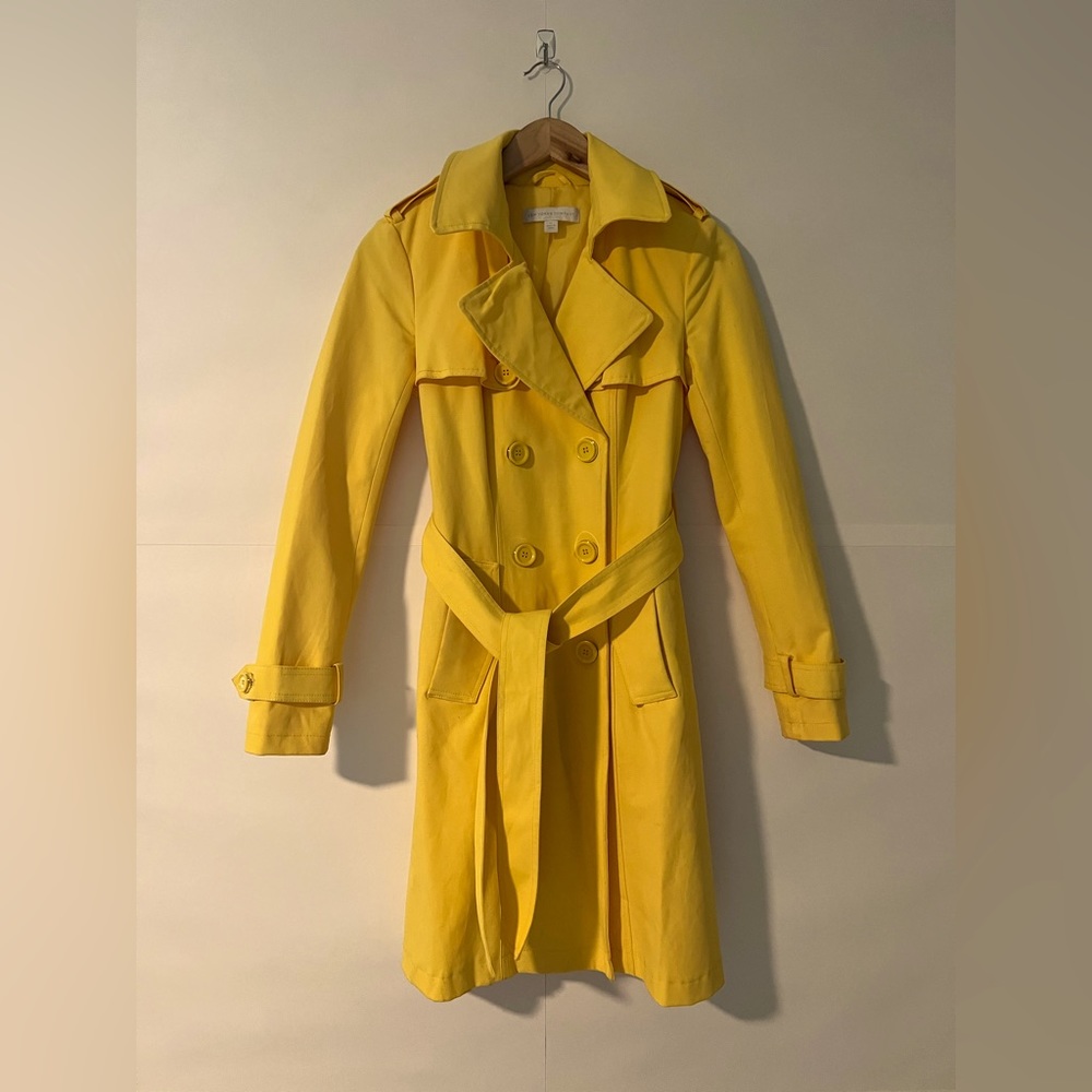 New York & Company Yellow Trench Coat Jacket